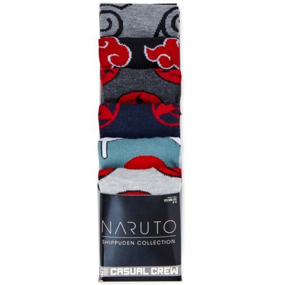 Naruto Shippuden Collection Gray & Black Sharingan Men’s Crew Socks, 6-PK; OS - Picture 5 of 5